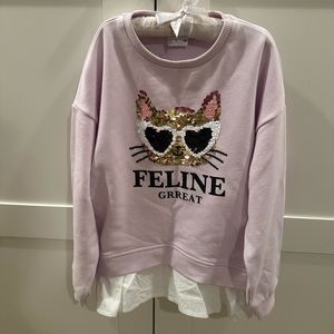 Zara sequin cat sweatshirt